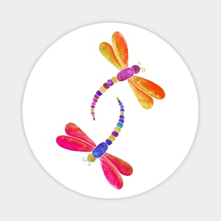 Pink and orange dragonflies Magnet